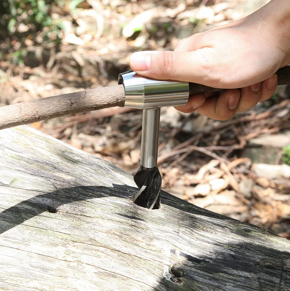 Naipu Hand Auger Industrial Outdoor Drill Set Bushcraft Survival Settlers Tool Manual Auger Scotch Eye Wood Drill Bit Hole Maker