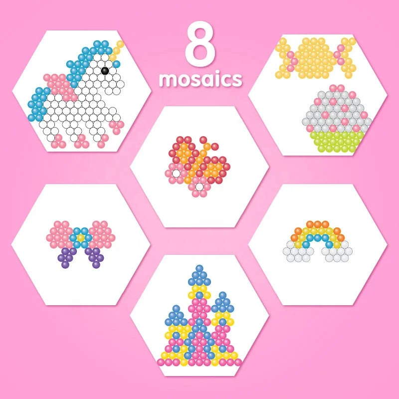 Mosaic for kids Aqua Dots Mosaic craft Unicorn with box Educational toys for children Water Beads