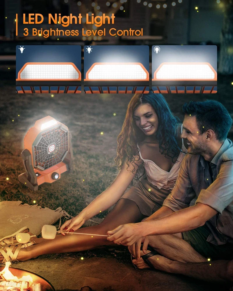 Portable Camping fan LED lantern Ceiling Fans USB Rechargeable Lamp with Hanging Hook Outdoor Bedroom Home Travel equipment