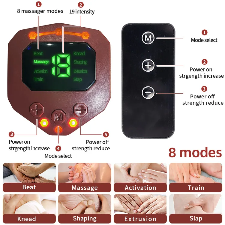 Qingyi home foot feet stimulator vibrating shiatsu heated EMS tens massager electric heating pad mat with massage remote control