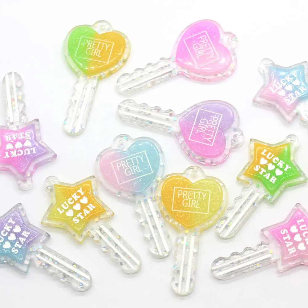 100 шт. блестящие подвески из смолы с красивой девушкой в форме сердца с блестками Счастливая звезда кабошон с плоской спинкой бант центр для волос ювелирные изделия