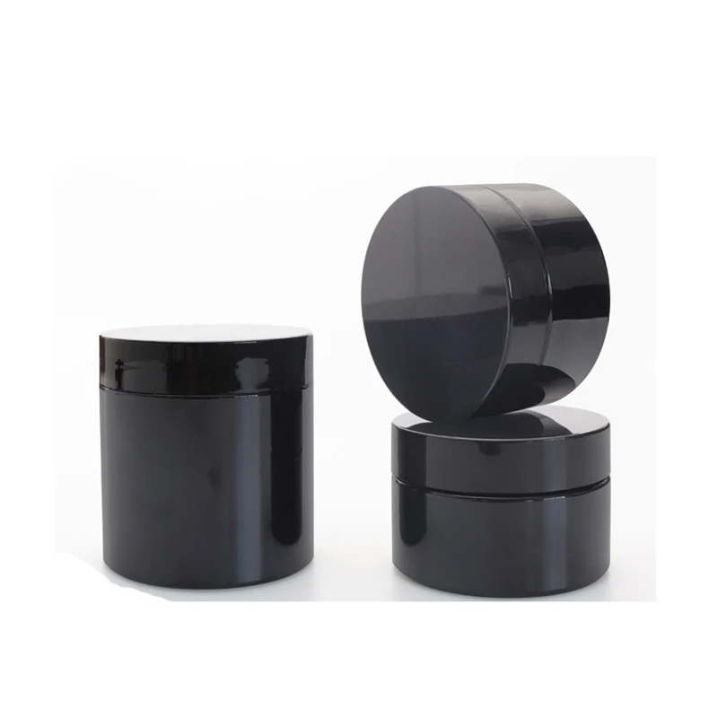 Stock 50 60 80 100 120 140 150 200 250 500 ml Empty PET Plastic Black Cosmetic Jar For Cream Cosmetic Packaging Containers