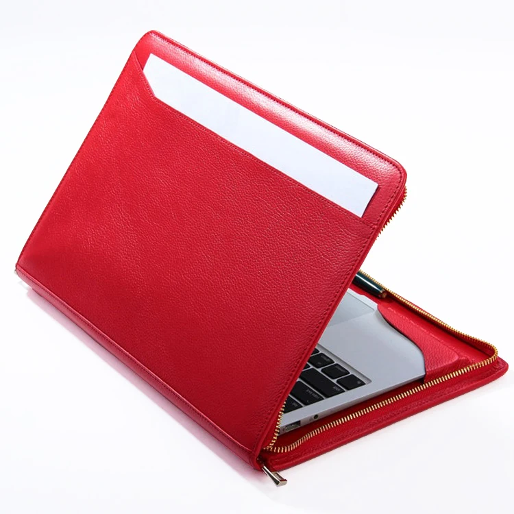 Lichi Leather Briefcase With Handle Laptop Case 14 Inch With Logo Laptop Sleeve 360 Protection Portable Women Laptop Bag