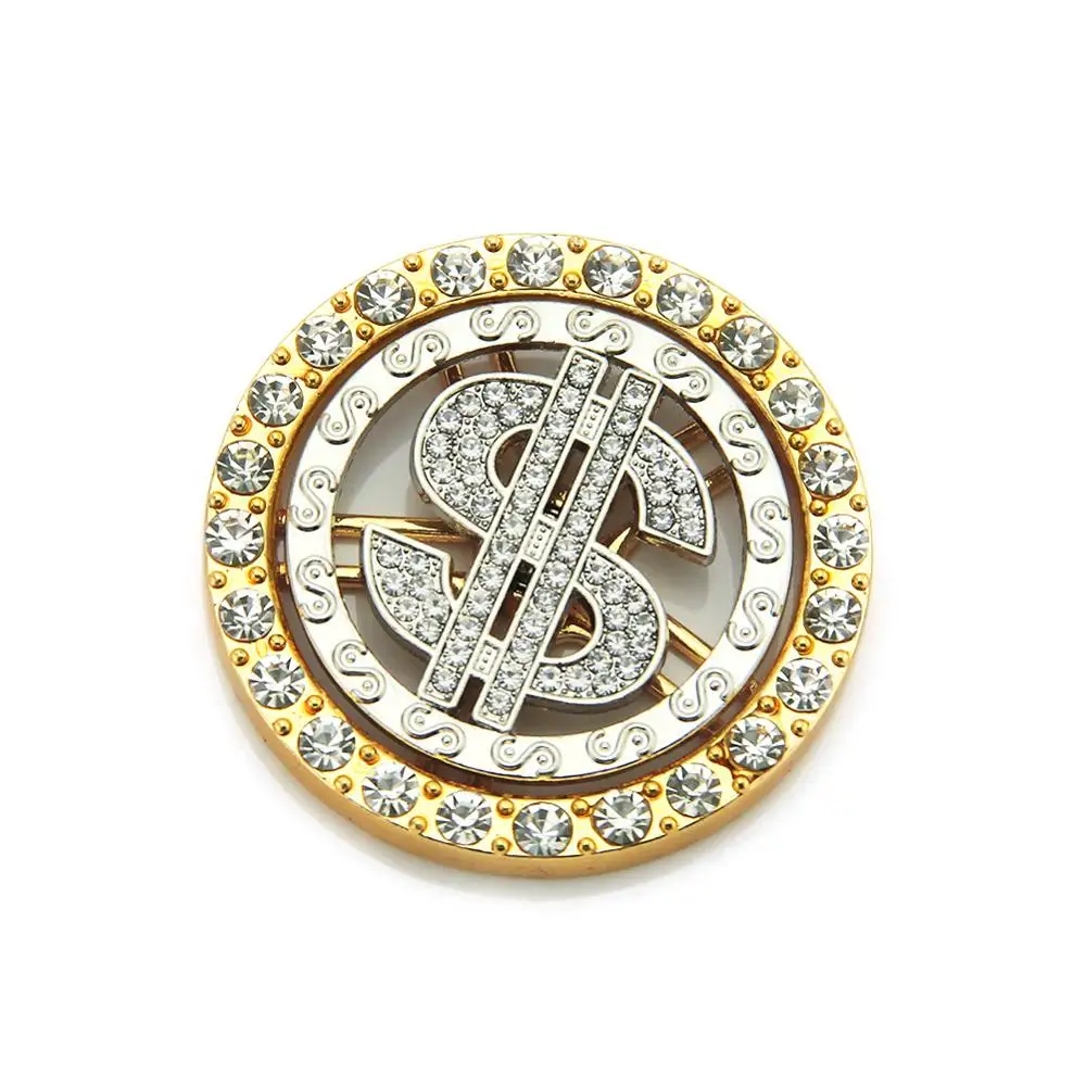 Fashion phone jewelry Hip-hop Iced Out gold Dollar Sign spinning pendant for men