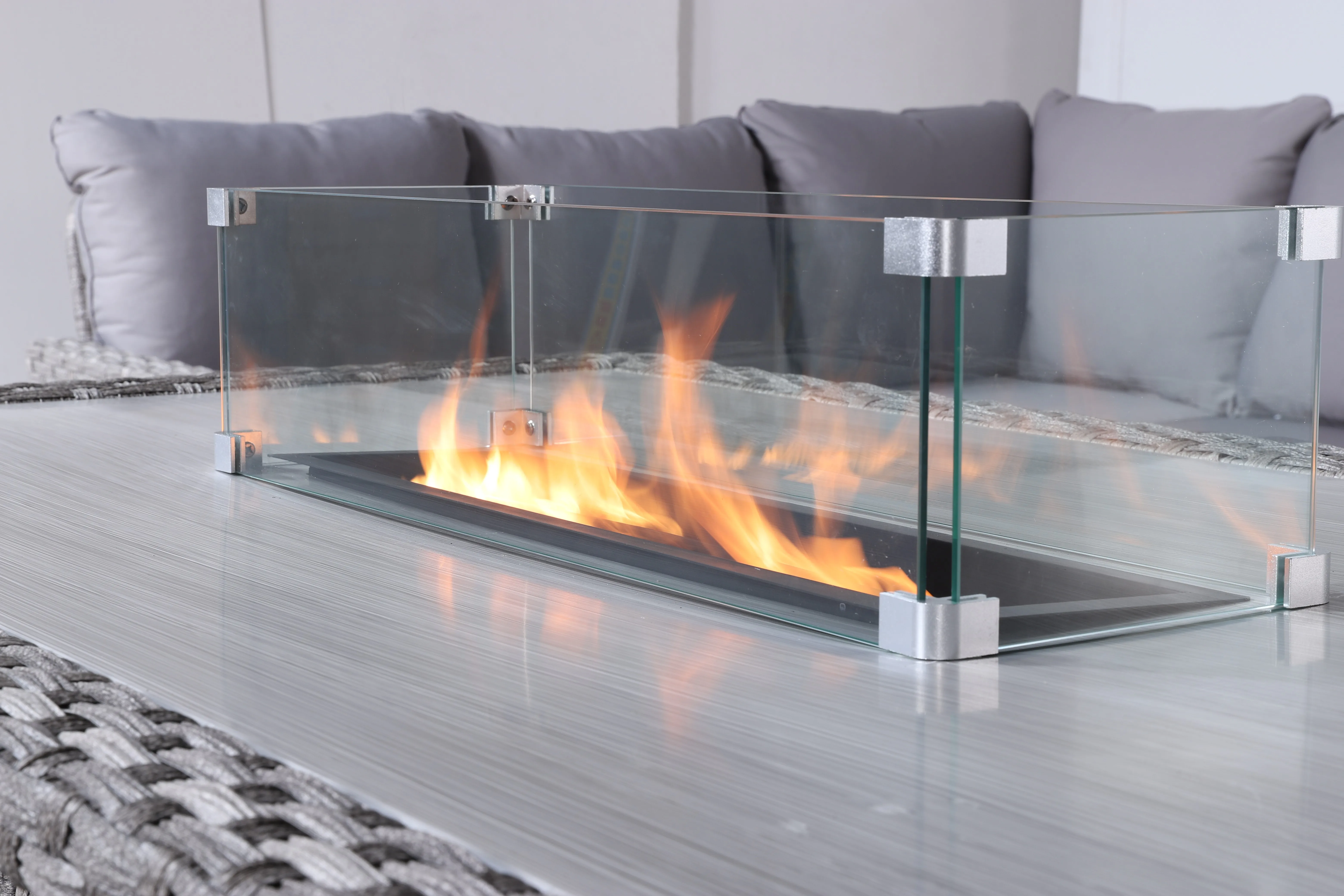 Rattan Furniture Multifunctional Wicker Fire Pit Table Set Outdoor Patio Furniture