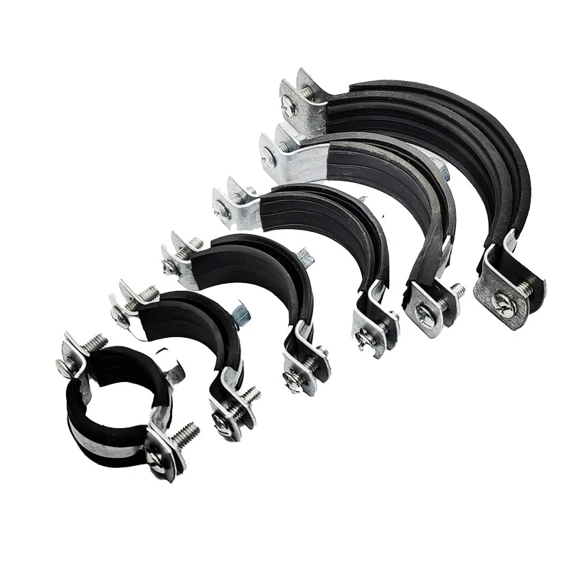 Rubber Clamp Pipe Support Bracket Metal Pipe Strap Heavy Duty Mount Galvanized Pipe Bracket