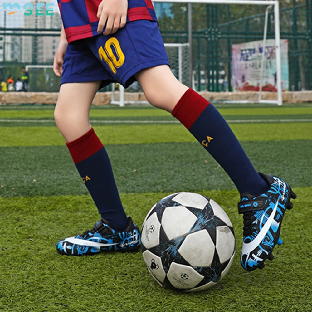 SeeMore Original Kids Soccer Cleats Outdoor Football Cleats Firm Ground Soccer Cleats Athletic Outdoor Football Shoes