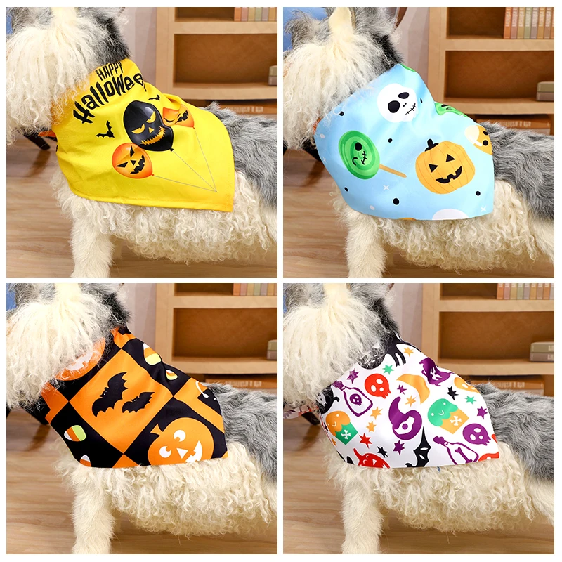 Hot Sale Dog Pumpkin Bandana Holiday Accessories Soft Material Cosplay Pet Triangle Scarf