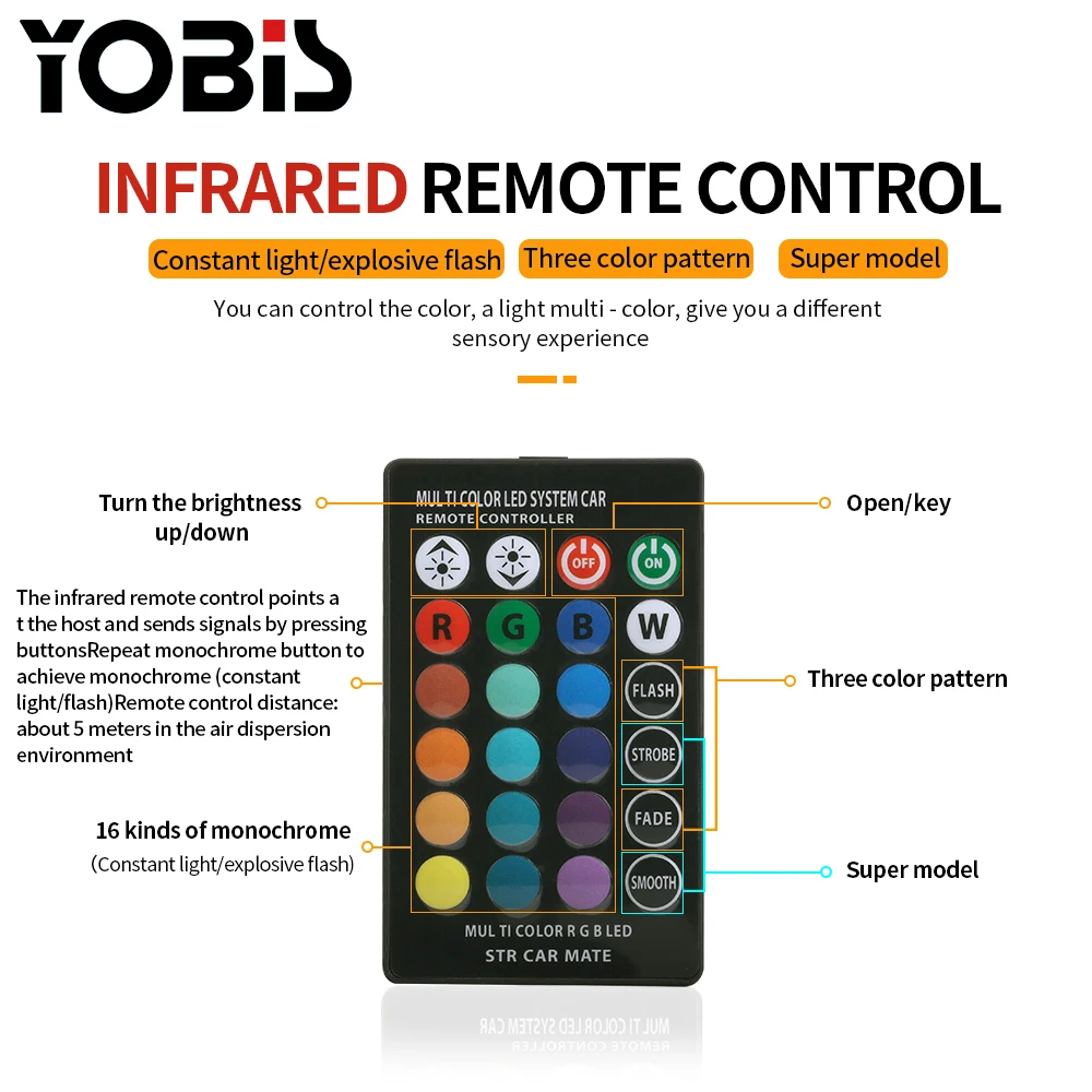 Yobis T10 5050 6SMD Remote Control Car Led T10 RGB Light Bulb T10 LED bulbs