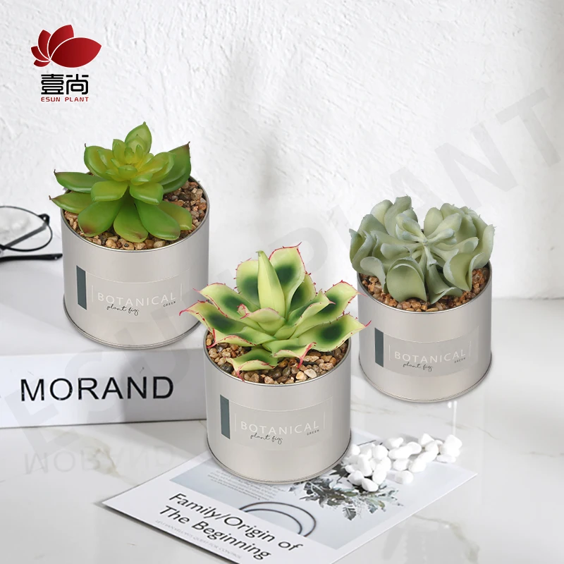 Fake Plant Factory Direct Mini Artificial Plant In Iron Pot For Home Decoration ES0265
