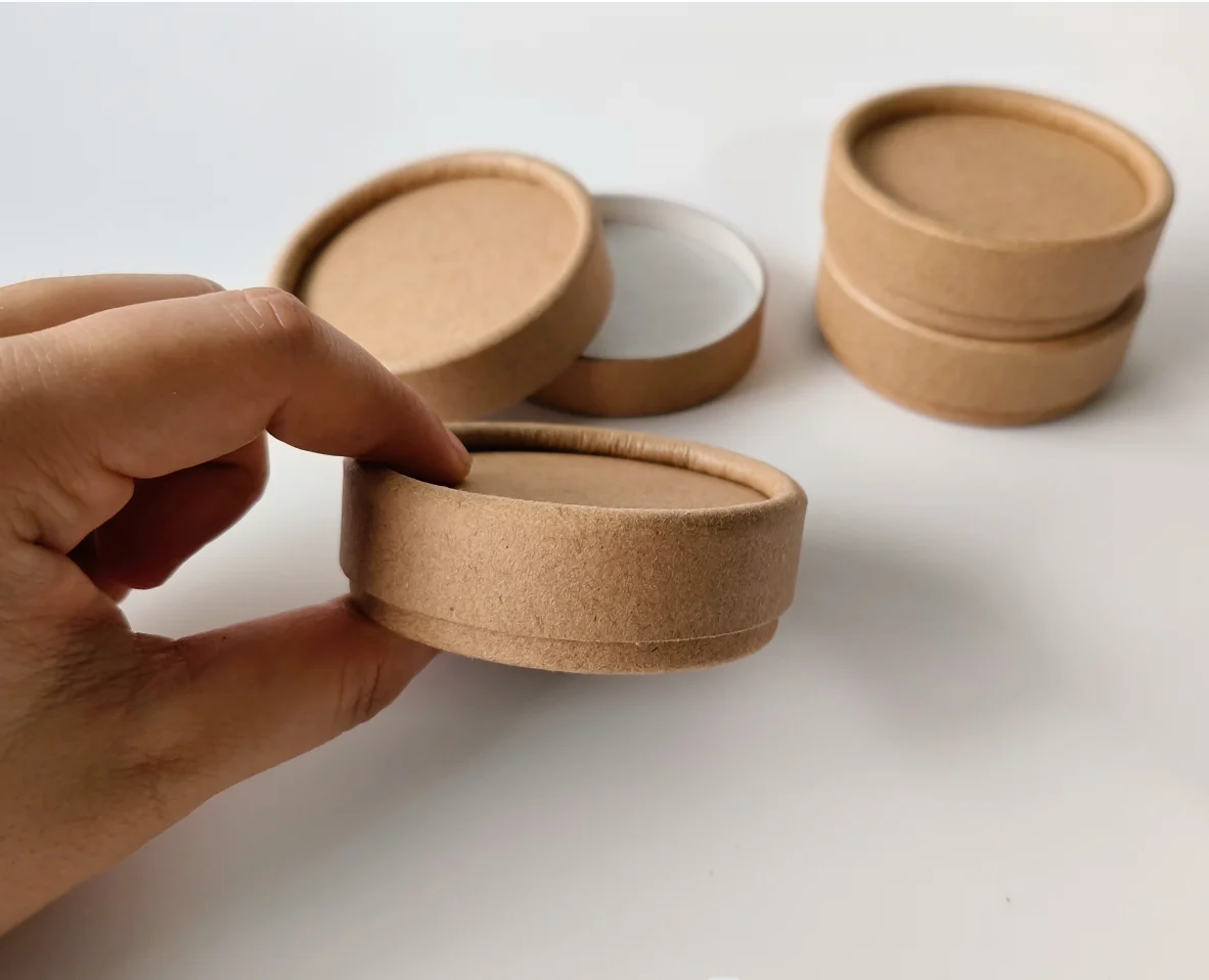 Recyclable Eco-Friendly fat Lip Balm cylinder box Deodorant Stick wax lined Packaging Kraft Paper jar Lipstick tube
