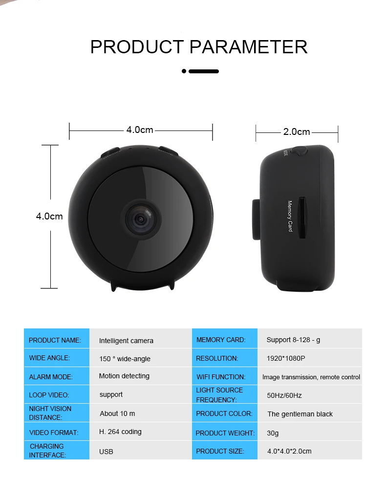 1080P Wifi мини камера 150 широкоугольная часы