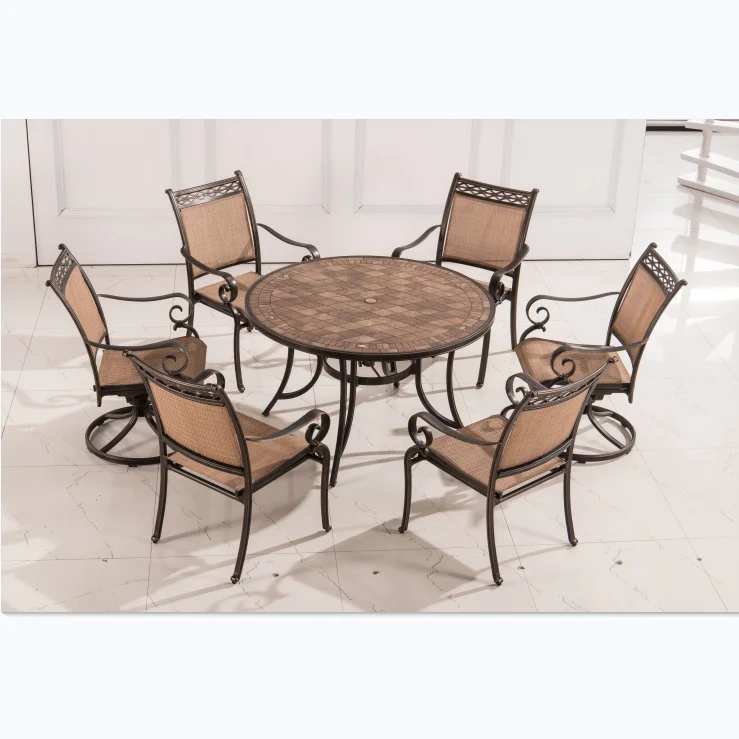 
2019 WEIHUO outdoor furniture cast aluminum dining chairs&table 