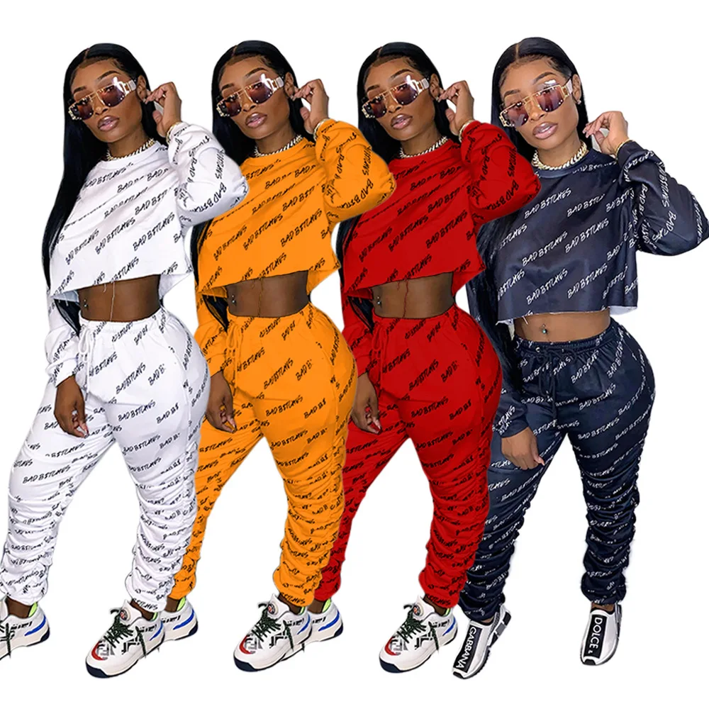 New Style Long Sleeve Suit Hot Style Round Collar Slim Lady Autumn Winter Women Outfits Two Piece Set Clothing