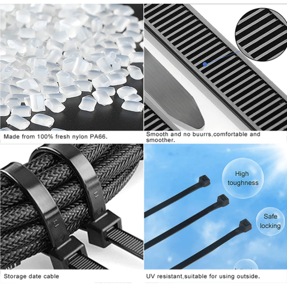 Cheap Price 2.5*100mm 4*300mm Plastic Pa66 Strap Cable Zip Ties Multi Color Self-locking Flexible Nylon Cable Tie