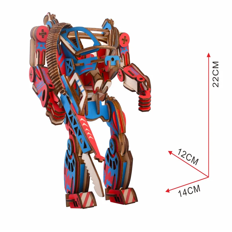 CL334 Educational 3D Puzzle Model Robot Assembled Handmade Stem Robot Wood Kit 3D Puzzle For Kids 3d Wooden Puzzle Robot Toy
