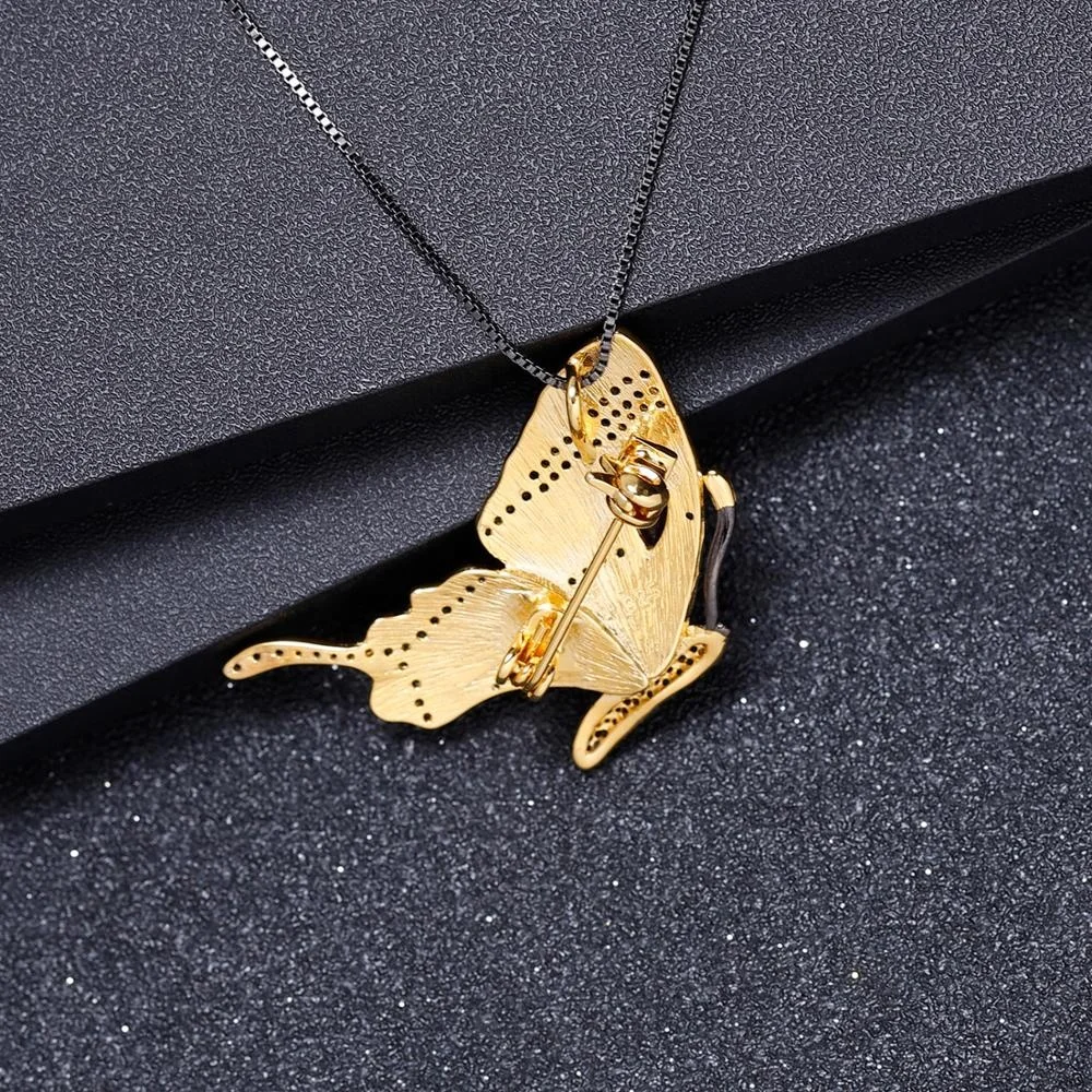 Abiding Butterfly 925 Sterling Silver Jewellery Natural Amethyst Pendant Necklace Gold Plated Brooch