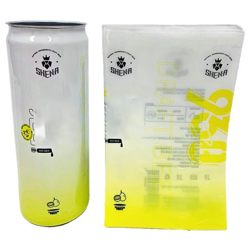 Custom Printing Beer Can Bottle Labels Packaging Shrink Synthetic Paper Matte Effect Waterproof Sticker Sleeve Bottle Can Label