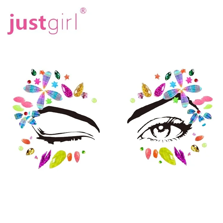 Прямая Продажа с завода, Экологичная наклейка для лица, тела, лица, стразы, стикер для лица, кристаллы для детей, девочек