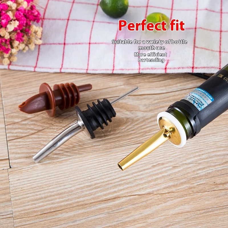 Stainless Steel Pourers Liquor Bottle Pourers And Vinegar Tapered Stopper Spout Liquor Pourers With Rubber Bar Accessories