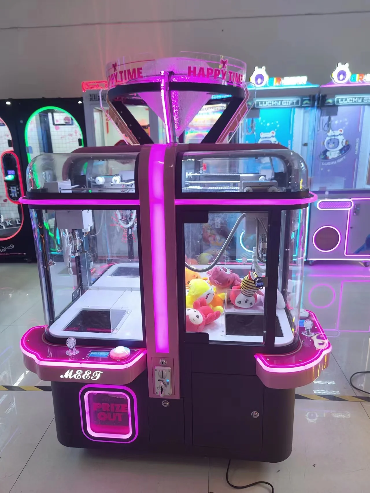 4 players bill acceptor   full metal    gift toy taxi  doll catcher black  claw crane game prize vending  Machine for sale