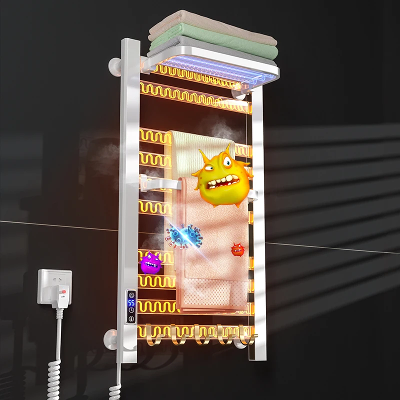 Bathroom Accessories Space Aluminum Dryer Intelligent Towel Heating Rack With Timer Wall Mounted Towel Warmer