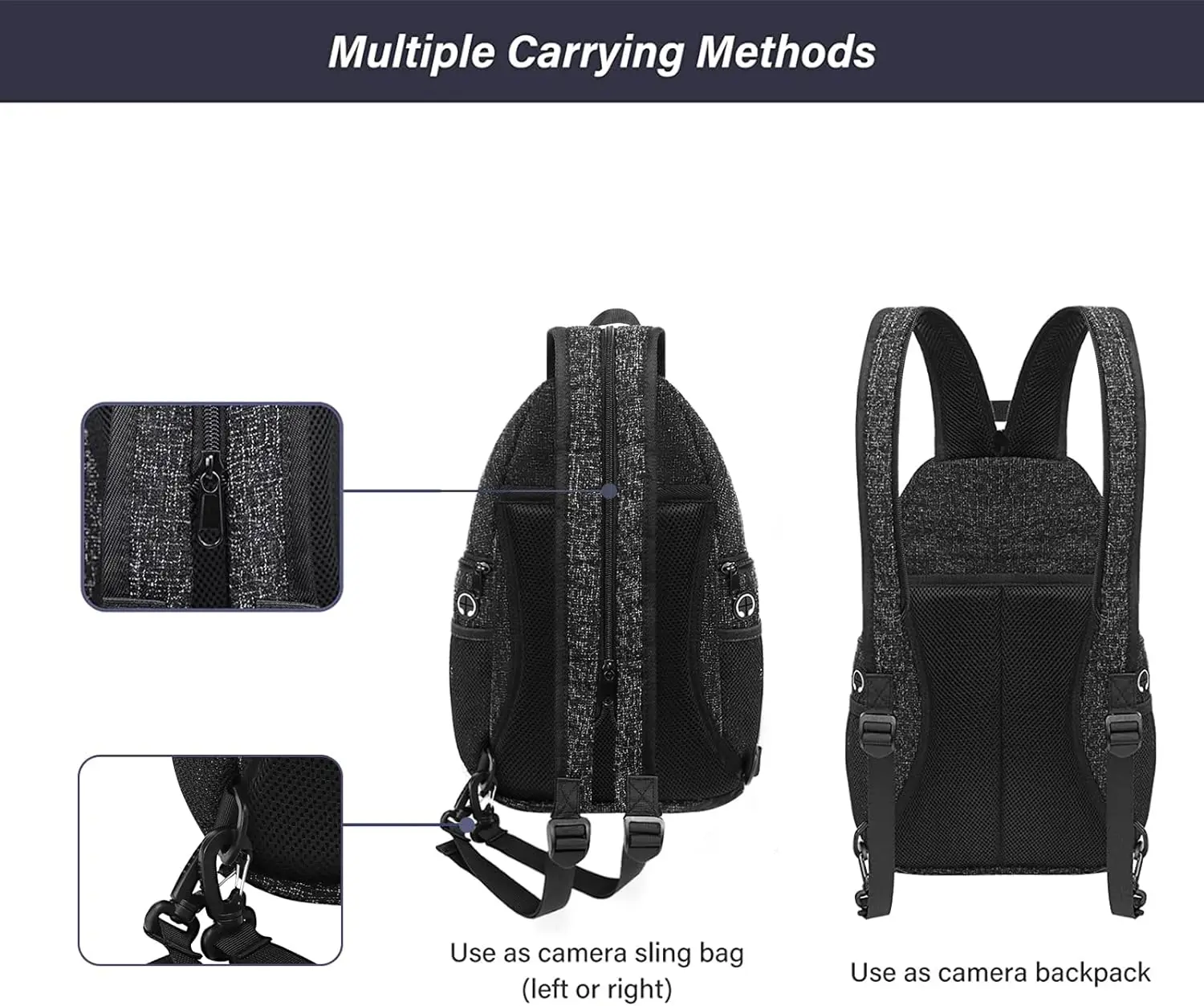 Camera Bag Sling Backpack, DSLR/SLR/Mirrorless Photography Waterproof Camera Case Crossbody Shoulder Bag with Tripod Holder