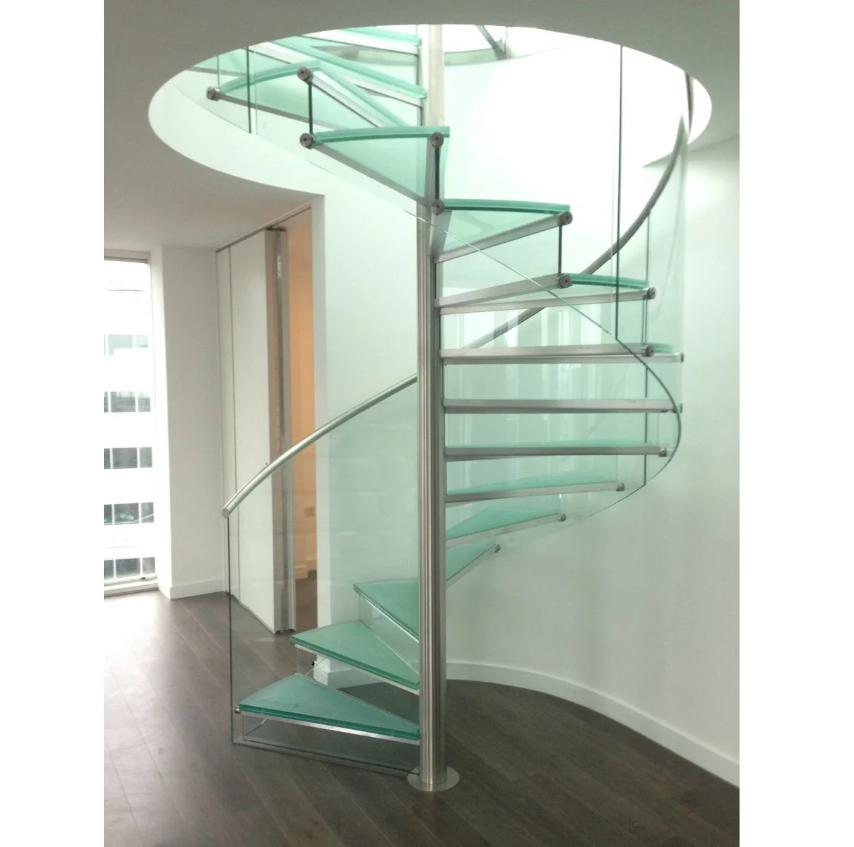High Quality  Interior Glass Spiral Stairs with Glass Railing