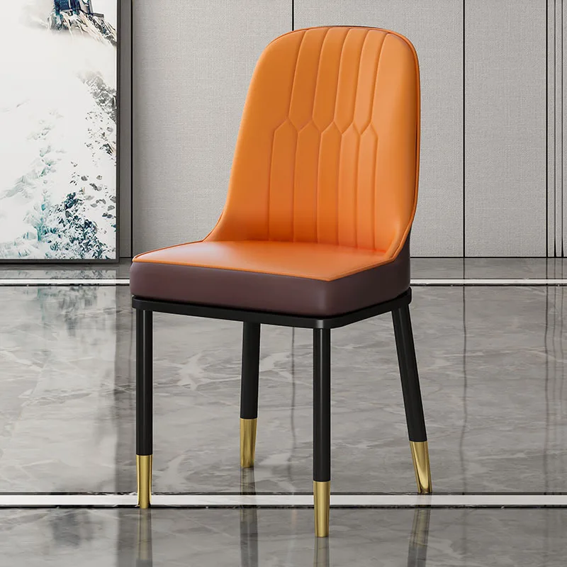 Popular Design Leisure Leather Chair With Metal Legs dining chair Living room chairs