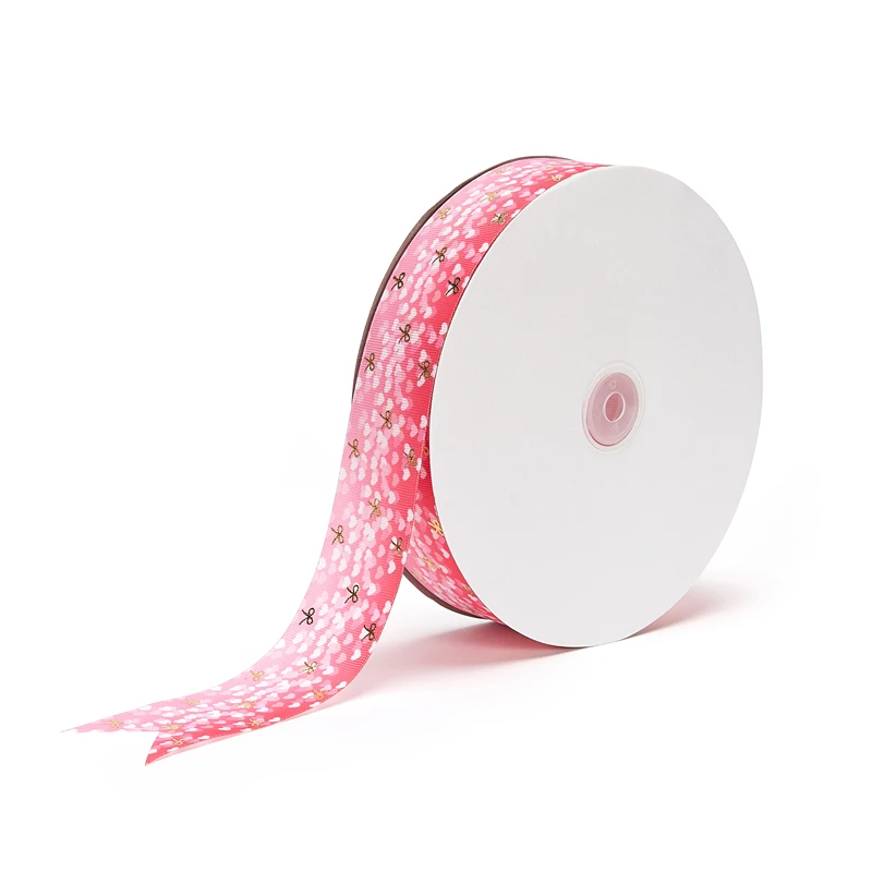 Heat transfer print gold foil  grosgrain satin coustom ribbon