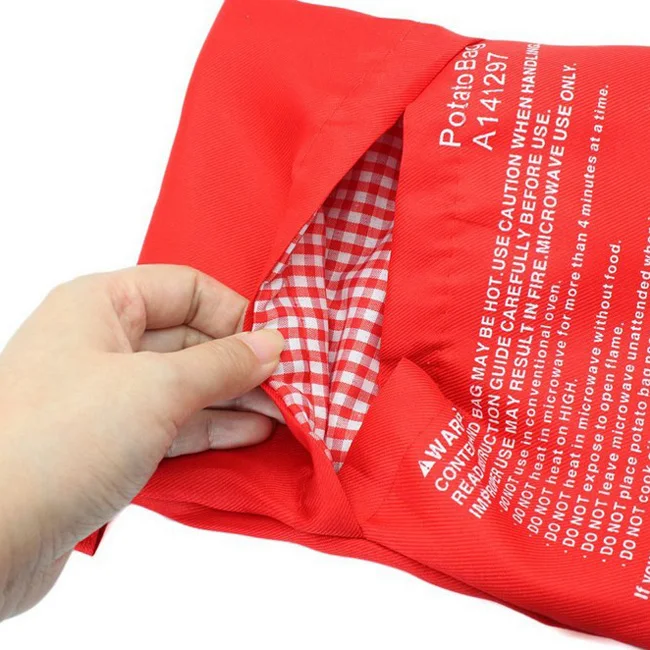 
Dropshipping Kitchen Red Cooking Tool 4 Minutes Fast Reusable Washable Baked Cooker Pouch Microwave Potato Bag 