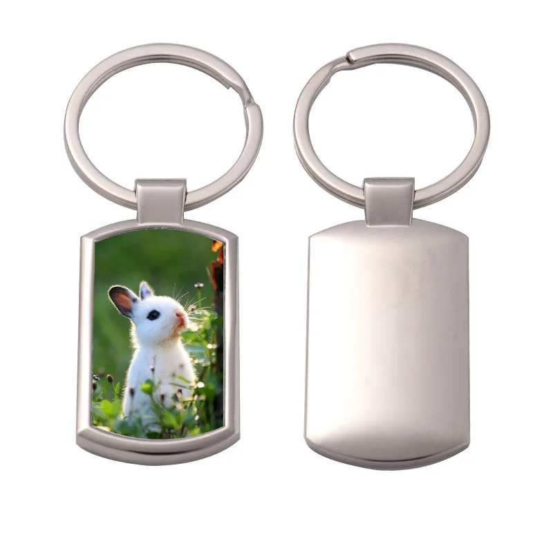 Custom  sublimation metal keychain DIY blank keychains concave position sticker hot stamping aluminum sheet  keyrings