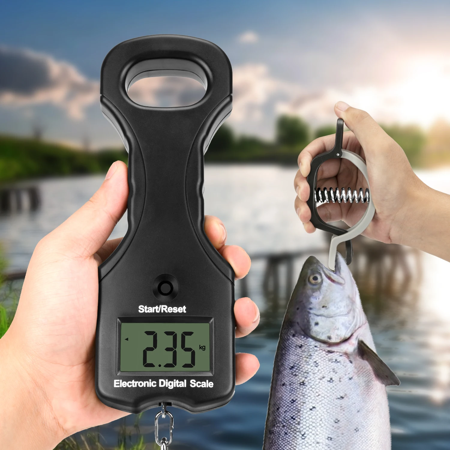 25kg 30kg portable hand held hook electronic weighing scale for fish