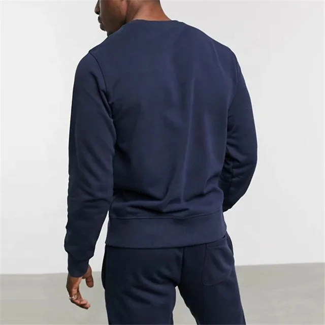QIANHUI Best Seller Bulk Man Blank Custom Logo Hoodie Long Sleeve Jumper Fitted Crew Neck Sweatshirt Man