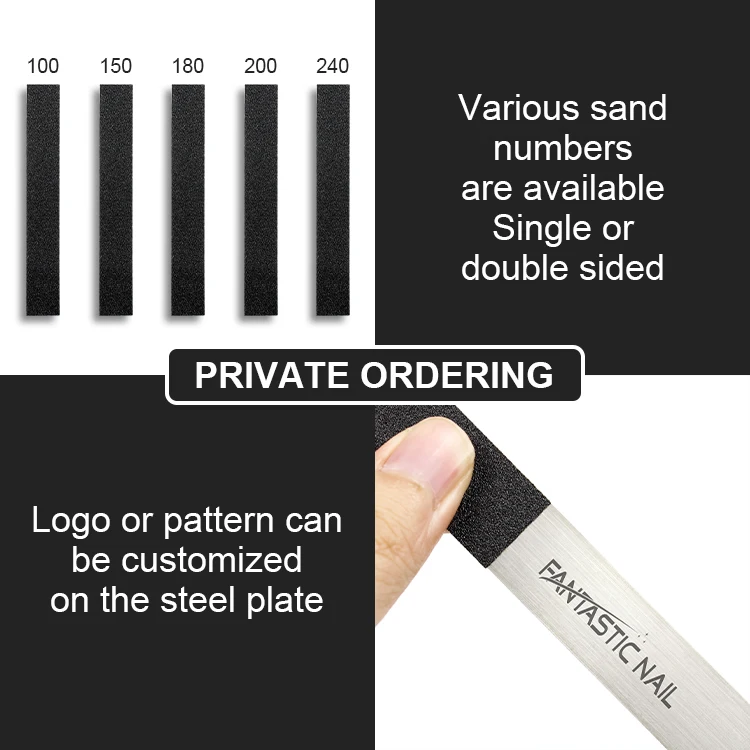 Металлическая пилка для ногтей от производителя, индивидуальная пилка для ногтей из нержавеющей стали, сменные пилки для ногтей, оптовая продажа