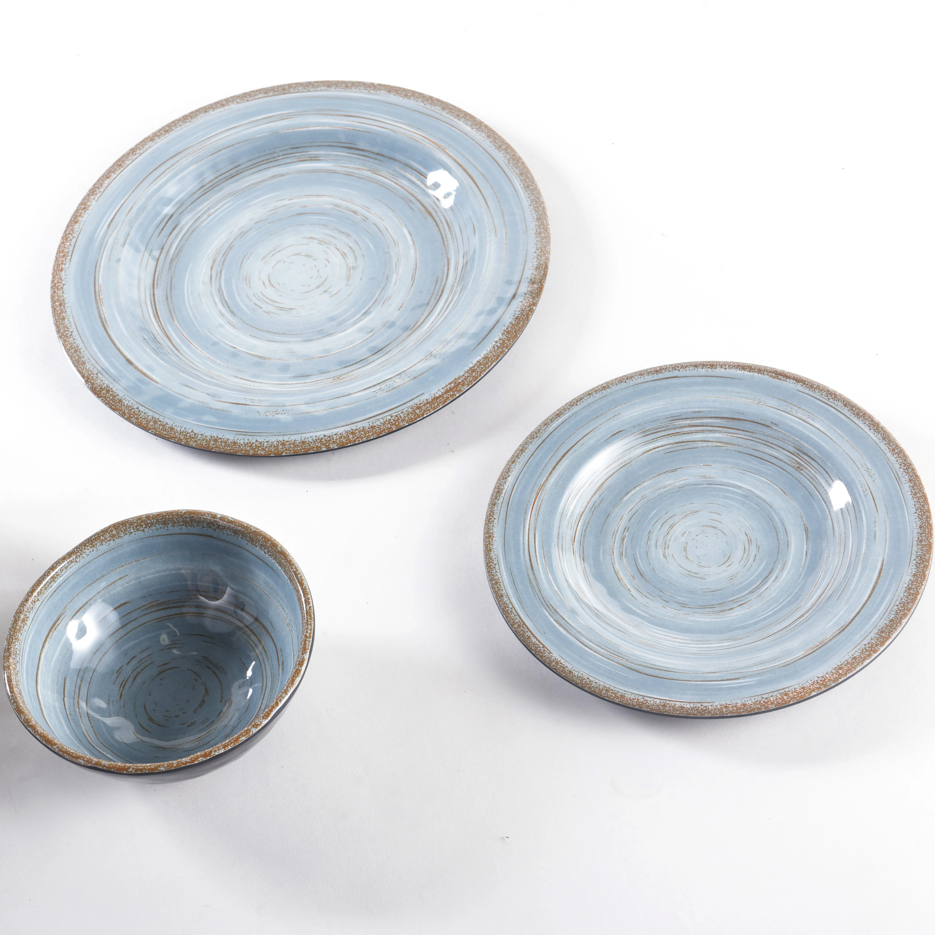 Hot Selling Melamine Dinnerware set faltware teal Service for 4, 12 piece Plastic Dinner set,