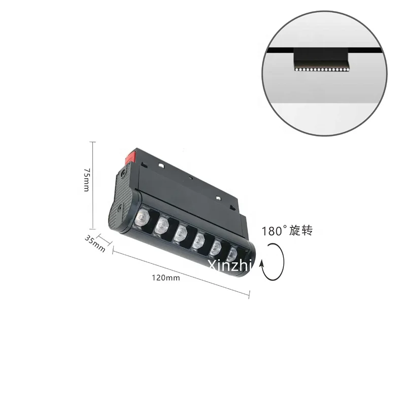 6w LED COB adjustable grille magnet track light low voltage 48v rail linear lighting fixture for living room