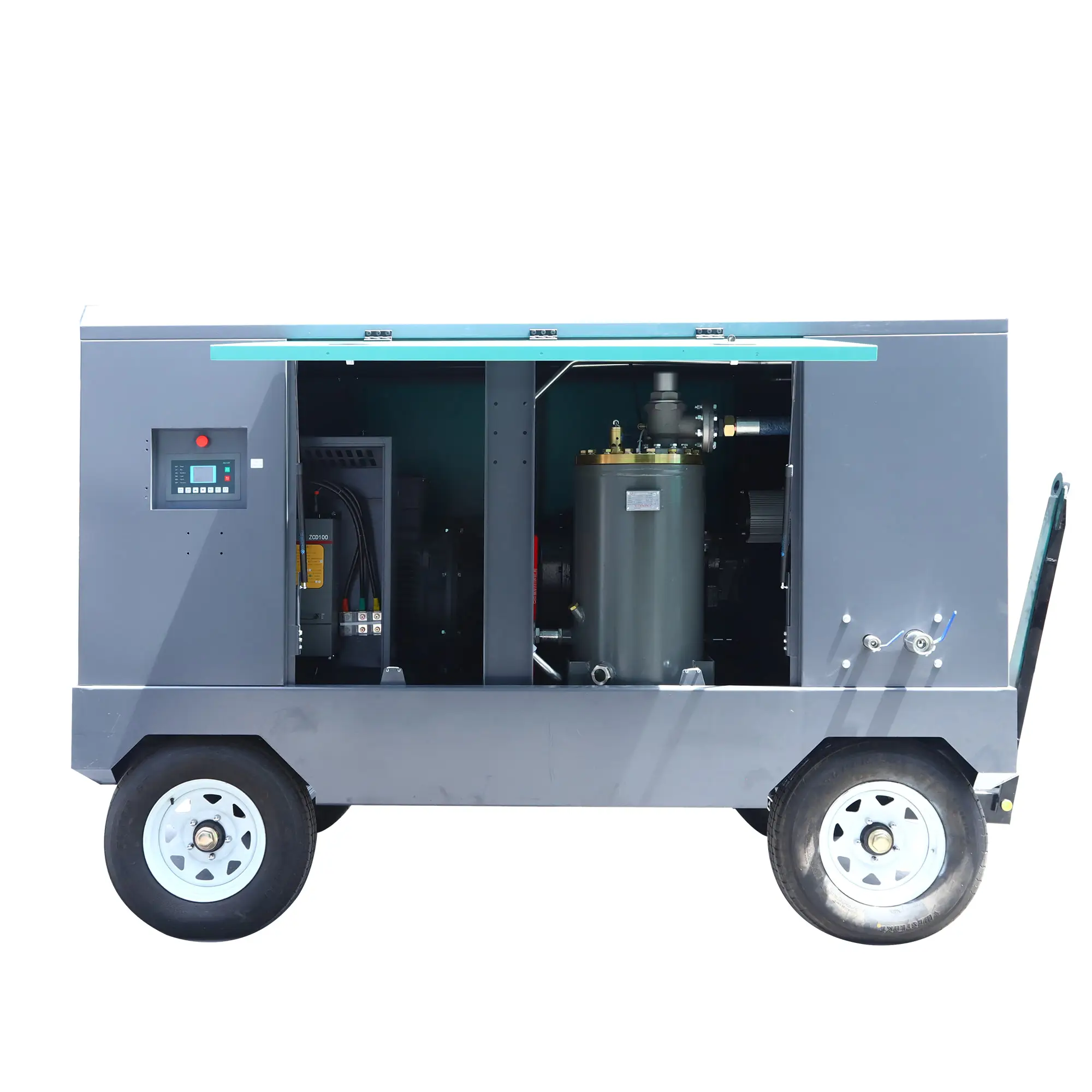 Skid Mounted Diesel/Electric Mobile/Stationary  Rotary Screw Type Air Compressor With Two or Four Wheels For Rock/Stone Drilling