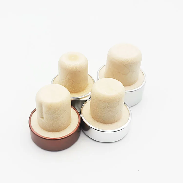 Synthetic Cork aluminum caps  Wine Stopper Reusable Sealing corks Wine Spirits bottle stoppers.
