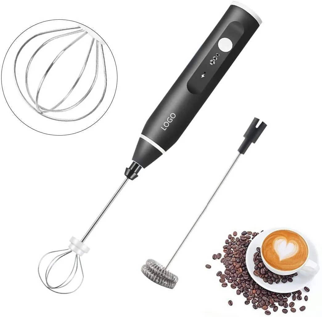 USB Rechargeable Electric whisk Foam Maker matcha whisk electric For Coffee With 2 Stainless Steel Whisks