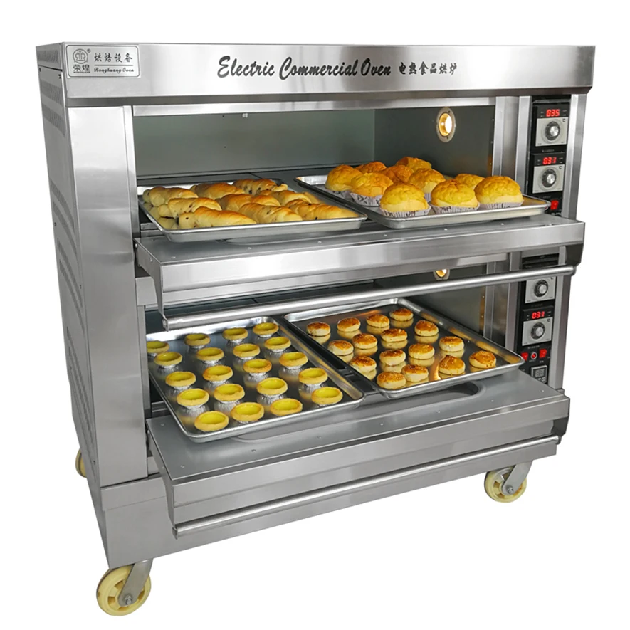 Dongguan 2 Deck 4 Trays Commercial Electric Cake Oven Bakery Baking Equipment Gas Oven Industrial Cake Baking Oven