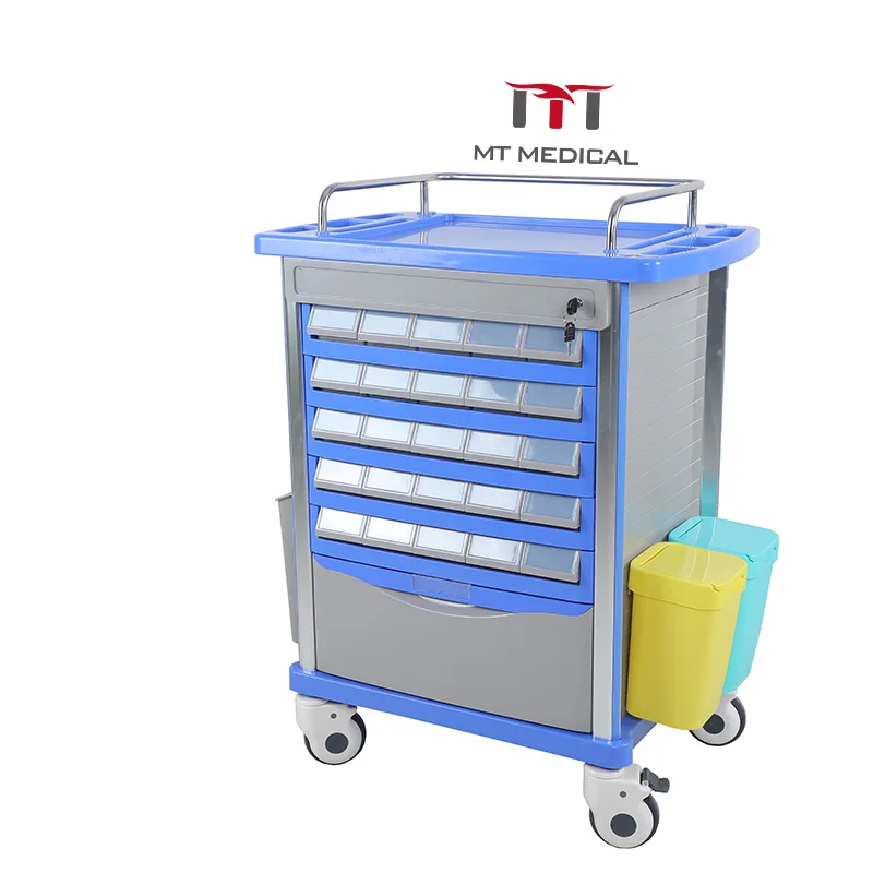MT MEDICAL Double-sided Hospital furniture ABS Nursing Clinical Medicine Emergency Trolley
