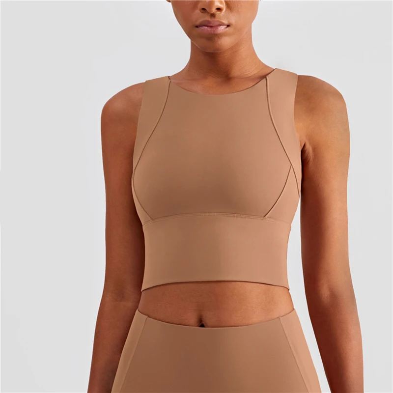 Custom Logo Women Sport Vest Naked Feel Gathered High Impact Yoga Fitness Tops