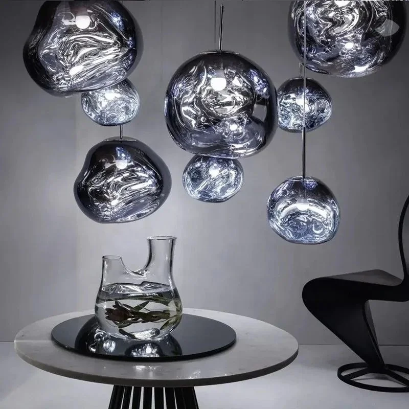 Designer Nordic Smoke Grey Hand Blown Glass Chandeliers For Restaurant Loft duplex staircase apartment living room bar