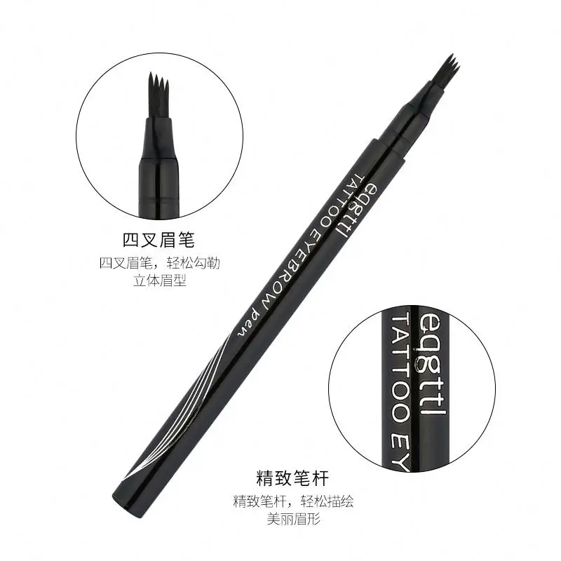 Waterproof Natural Fork Tip Eyebrow Pencil Four Heads Eyebrow Tattoo Pen Fine Sketch Liquid Long Lasting Eyebrnhancer Powder Pen