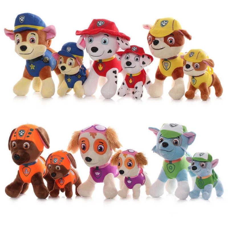 Factory Wholesale 13/18/25cm Anime paw Dog Toy patrol Team Cartoon Dog animal stuffed plush Toy claw Crane Machine Plush Toy