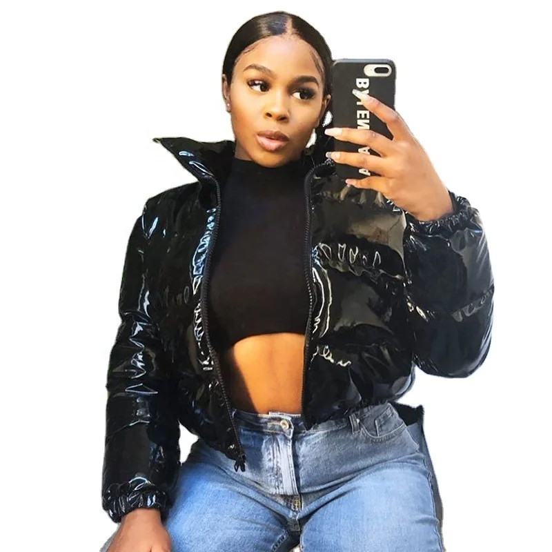 
TYDMJ Winter Fashion Long Sleeve Zipper Cardigan Stand Collar Warm Casual Short Cotton Jacket bubble coat for women 