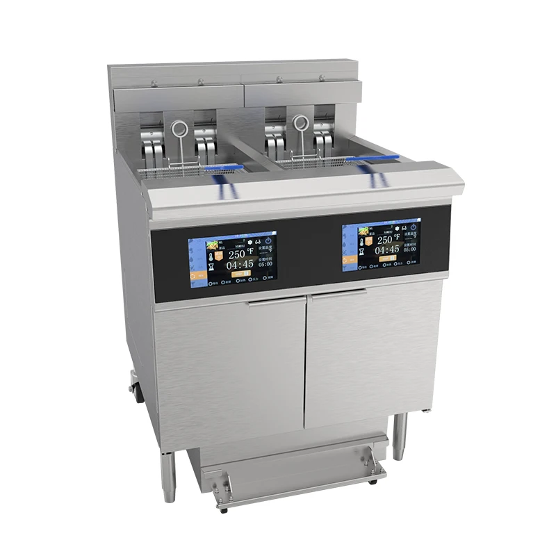 Industrial chips frier gas deep fryer price double top gas machine electrical automation
