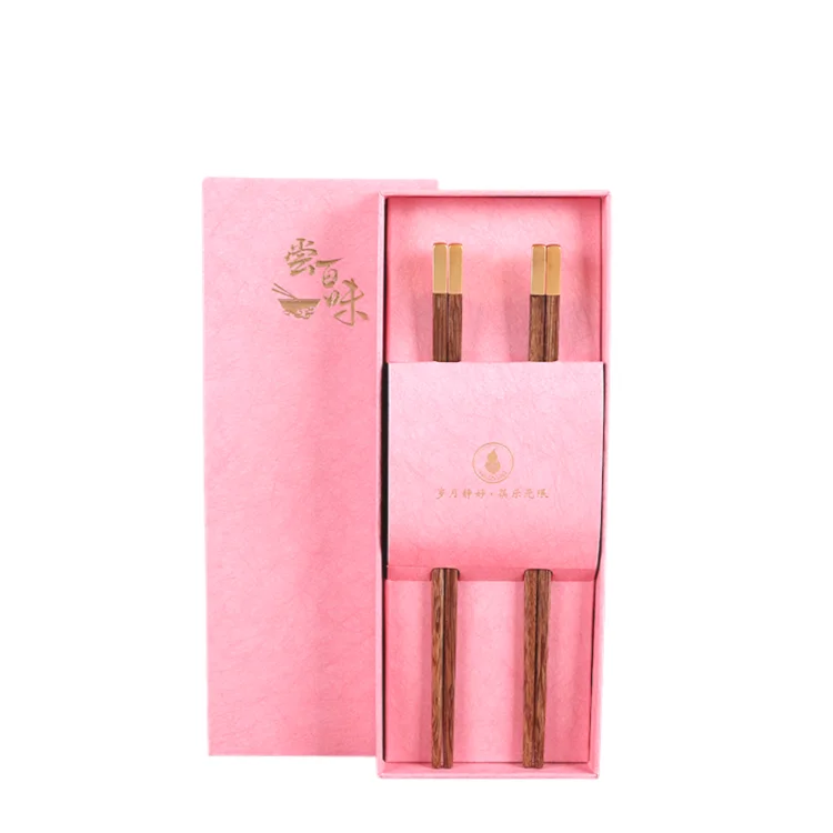 Environmental protection wooden chopsticks silk printing Fu metal head 2 double gift box