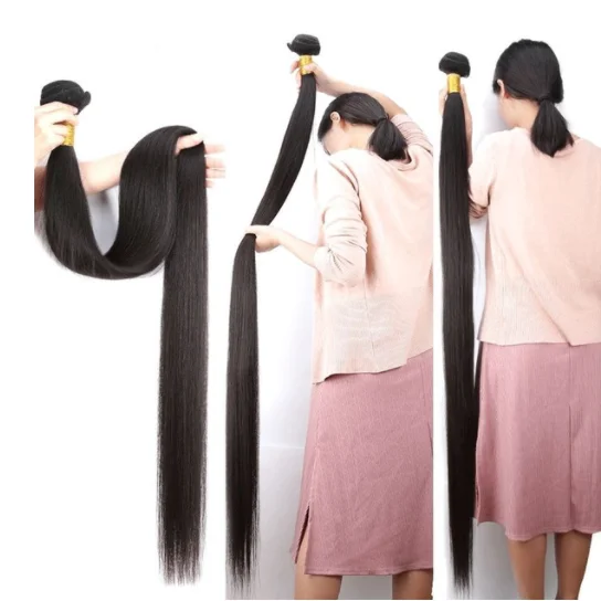 
40 Inch Can Be Dyeing Easy Care Raw Indian Hair Cuticle Aligned Natural Black Virgin Brazilian Straight Hair Bundle 